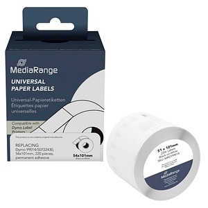 4260459618799 - Etiketten kompatibel zu Dymo 99014S0722430 220 Etiketten 101 x 54 mm (H x B) schwarz auf weiß 4260459618799 MediaRange