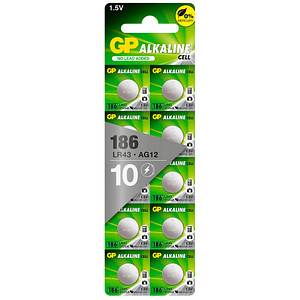 4891199015502 - GP186F-2C10 Knopfzelle lr 43 Alkali-Mangan 15 v 10 St - Gp Batteries 4891199015502 - GP186F-2C10 Knopfzelle lr 43 Alkali-Mangan 15 v 10 St - Gp Batteries