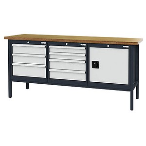 4057211003197 - Werkbank C-Line anthrazit RAL 7016 lichtgrau RAL 7035 7 Schubladen 2000 x 600 x 960 cm