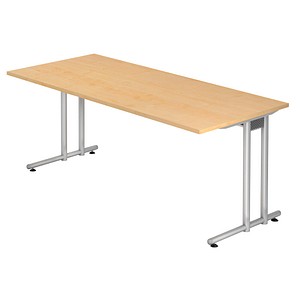 4032062028308 - HAMMERBACHER NS19 Schreibtisch ahorn rechteckig C-Fuß-Gestell silber 1800 x 800 cm