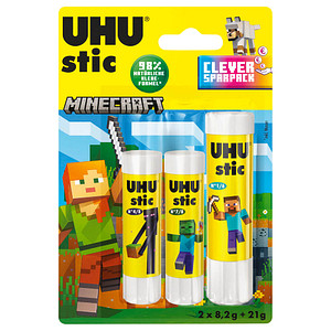 3 UHU Minecraft Klebestifte 2x 8,2 + 1x 21,0 g