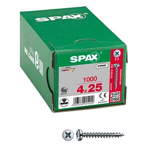 4003530015229 - Universalschraube 4 x 25 mm 1000 Stück Vollgewinde Halbrundkopf Kreuzschlitz Z2 4CUT wirox - 0231010400255 - Spax 4003530015229 - Universalschraube 4 x 25 mm 1000 Stück Vollgewinde Halbrundkopf Kreuzschlitz Z2 4CUT wirox - 0231010400255 - Spax