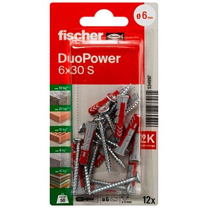 4048962237061 - fischer DuoPower 6x30 S 2K Dübel mit Schrauben Ø 6 mm x 30 mm 12 Stück