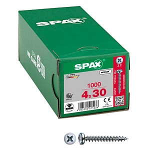 4003530015236 - Universalschraube 4 x 30 mm 1000 Stück Vollgewinde Halbrundkopf Kreuzschlitz Z2 4CUT wirox - 0231010400305 - Spax 4003530015236 - Universalschraube 4 x 30 mm 1000 Stück Vollgewinde Halbrundkopf Kreuzschlitz Z2 4CUT wirox - 0231010400305 - Spax