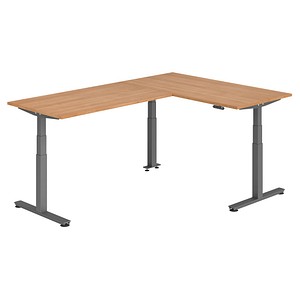 Hammerbacher Sitz-Steh-Schreibtisch VXDSM, elektrisch höhenverstellbar, 127cm (H), 240x160cm (BxT), nussbaum / graphit 4032062326961 Hammerba 6 Stück