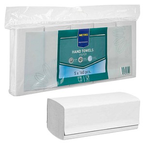 METRO PROFESSIONAL Papierhandtücher 203532 Zick-Zack-Falzung 2-lagig 5x 160 Tücher