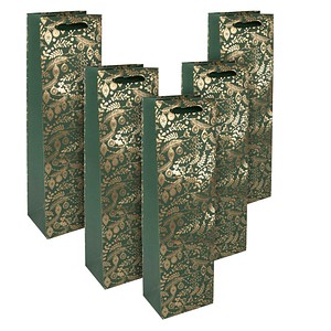 4004360768965 - 5 SIGEL Geschenktüten für Flaschen Golden ornaments on green Motiv 100 x 350 cm