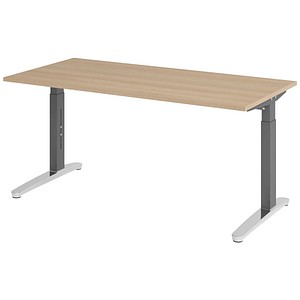 Hammerbacher Schreibtisch VXB, manuell höhenverstellbar, 85cm (H), 160x80cm (BxT), eiche / graphit 4032062172469 Hammerbacher 3 Stück