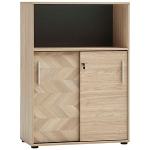 MÖBELPARTNER Schiebetürenschrank Arezzo, 702098 eiche hell, Fischgräte 2 Fachböden 80,1 x 38,2 x 113,4 cm