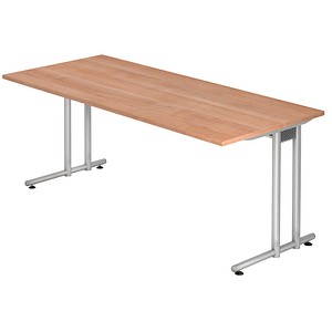 4032062028346 - HAMMERBACHER NS19 Schreibtisch nussbaum rechteckig C-Fuß-Gestell silber 1800 x 800 cm