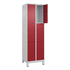 4066681680180 - Schließfachschrank Classic Plus lichtgrau rubinrot 080010-203 S10001 6 Schließfächer 600 x 500 x 1950 cm 4066681680180 C+P-