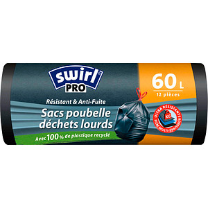 swirl® Schwerlastsäcke PROFI 1183 60,0 l schwarz, 12 St.