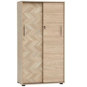 MÖBELPARTNER Schiebetürenschrank Arezzo, 702099 eiche hell, Fischgräte 3 Fachböden 80,1 x 38,2 x 150,0 cm