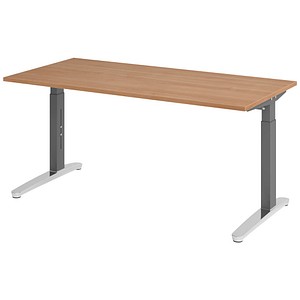 Hammerbacher Schreibtisch VXB, manuell höhenverstellbar, 85cm (H), 160x80cm (BxT), nussbaum / graphit 4032062172483 Hammerbacher 3 Stück