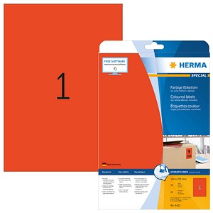 4008705044226 - HERMA Farbige Etiketten 4422 Rot Rechteckig 210 x 297 mm 20 Blatt à 1 Etikett 4008705044226 - HERMA Farbige Etiketten 4422 Rot Rechteckig 210 x 297 mm 20 Blatt à 1 Etikett