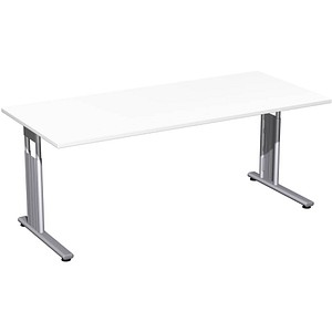 4038933479828 - Schreibtisch Flex S-617146-WS manuell höhenverstellbar 68-82cm (H) 180x80cm (BxT) rechteckig weiß   Silber 4038933479828 Ger