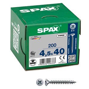 4003530006333 - Spax - Schraube r 88094 Senkkopf mSpitze Kreuzschl-PZ 45 x 40 34-Z Stahl galvanisch verzinkt wirox 4003530006333 - Spax - Schraube r 88094 Senkkopf mSpitze Kreuzschl-PZ 45 x 40 34-Z Stahl galvanisch verzinkt wirox