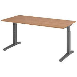 Hammerbacher Schreibtisch VXB, manuell höhenverstellbar, 85cm (H), 160x80cm (BxT), nussbaum / graphit 4032062172490 Hammerbacher 3 Stück