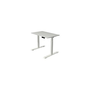 Kerkmann Move 1 stable elektrisch höhenverstellbarer Schreibtisch lichtgrau rechteckig, T-Fuß-Gestell weiß 100,0 x 60,0 cm