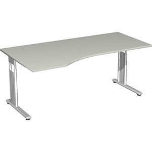 4038933175669 - Schreibtisch C Fuß Flex S-617306-LS manuell höhenverstellbar 68-82cm (H) Freiform lichtgrau   Silber 4038933175669 Geramöbel