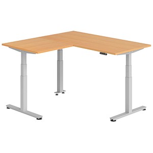 Hammerbacher Sitz-Steh-Schreibtisch VXDSM, elektrisch höhenverstellbar, 127cm (H), 160x160cm (BxT), buche / silber 4032062327586 Hammerbacher 6 Stück