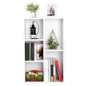 6955880334414 - Vasagle Bücherregal Standregal mit 5 Fächern für Wohnzimmer Arbeitszimmer Kinderzimmer Büro als Raumteiler 50 x 24 x 80 cm weiß von Songmics