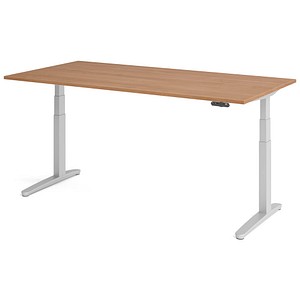 4032062171301 - Schreibtisch TOPAS LINE elektrisch höhenverstellbar C-Fuß B 2000 x T 1000 x H 650-1300 mm Nussbaum weißaluminium + Memoryschalter Kabelkanal