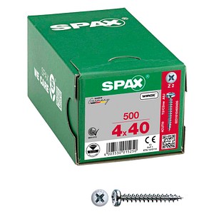 4003530015250 - Universalschraube 4 x 40 mm 500 Stück Vollgewinde Halbrundkopf Kreuzschlitz Z2 4CUT wirox - 0231010400405 - Spax 4003530015250 - Universalschraube 4 x 40 mm 500 Stück Vollgewinde Halbrundkopf Kreuzschlitz Z2 4CUT wirox - 0231010400405 - Spax