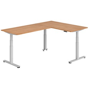 Hammerbacher Sitz-Steh-Schreibtisch VXDSM, elektrisch höhenverstellbar, 127cm (H), 240x160cm (BxT), nussbaum / silber 4032062327449 Hammerbac 6 Stück
