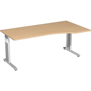 4038933175621 - Schreibtisch Flex S-617305-BS manuell höhenverstellbar 68-82cm (H) 180x100cm (BxT) Freiform buche   Silber 4038933175621 Ger