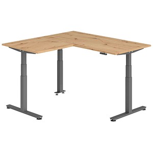 Hammerbacher Sitz-Steh-Schreibtisch VXDSM, elektrisch höhenverstellbar, 127cm (H), 160x160cm (BxT), asteiche / graphit 4032062327135 Hammerba 6 Stück