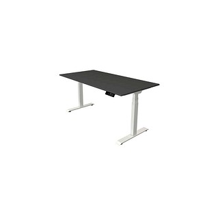 Kerkmann Move 1 stable elektrisch höhenverstellbarer Schreibtisch anthrazit rechteckig, T-Fuß-Gestell weiß 160,0 x 80,0 cm