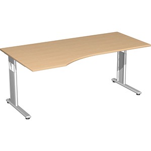 4038933175652 - Schreibtisch Flex S-617306-BS manuell höhenverstellbar 68-82cm (H) 180x100cm (BxT) Freiform buche   Silber 4038933175652 Ger