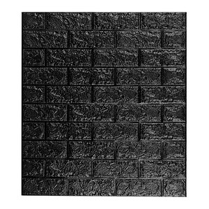 4052025926007 - Relaxdays Wandpaneele selbstklebend 5er Set dekorative Steinoptik 3D Paneele weich PE-Schaumstoff 78x70cm schwarz