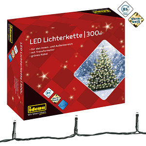 Idena 300er LED Lichterkette grün 37,9 m