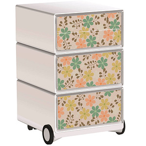 PAPERFLOW easyBox Garden Factory Rollcontainer weiß, bunt 60171 4 Auszüge 39,0 x 43,6 x 64,2 cm