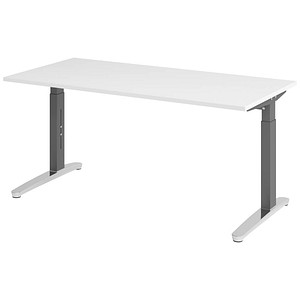 Hammerbacher Schreibtisch VXB, manuell höhenverstellbar, 85cm (H), 160x80cm (BxT), weiß / graphit 4032062172506 Hammerbacher 3 Stück