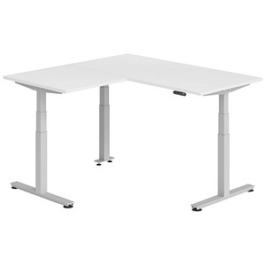 Hammerbacher Sitz-Steh-Schreibtisch VXDSM, elektrisch höhenverstellbar, 127cm (H), 160x160cm (BxT), weiß / silber 4032062327623 Hammerbacher 6 Stück