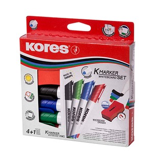 9023800208637 - Whiteboard-Marker Set 4 Marker + Tafellöscher K MARKER Rundspitze Strichstärke 30 mm schnell - 1 Stück (M20863)