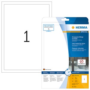 4008705083348 - HERMA Schilder strapazierfähig A4 190x275 mm weiß stark haftend Folie matt wetterfest 25 St - Weiß - Selbstklebendes Druckeretikett - A4 - Polyester - Laser - Dauerhaft 4008705083348 - HERMA Schilder strapazierfähig A4 190x275 mm weiß stark haftend Folie matt wetterfest 25 St - Weiß - Selbstklebendes Druckeretikett - A4 - Polyester - Laser - Dauerhaft