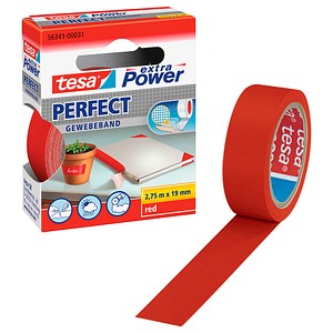 tesa extra Power® Perfect Gewebeband rot 19,0 mm x 2,75 m 1 Rolle