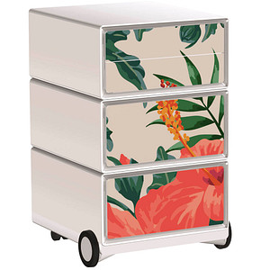 PAPERFLOW easyBox Garden Factory Rollcontainer weiß, bunt 60187 4 Auszüge 39,0 x 43,6 x 64,2 cm