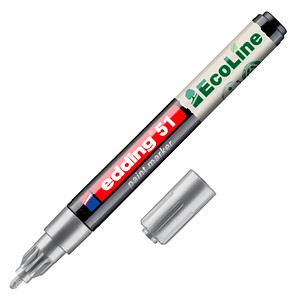 4057305071903 - Lackmarker 51 EcoLine Schreibfarbe Silber Rundspitze Strichstärke 1-2 mm mit Kappe wasserbasiert nachfüllbar 10 Stück
