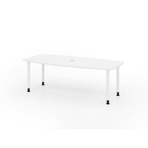 4032062316627 - HAMMERBACHER Konferenztisch KT22C weiß Tonnenform Rundrohr grau 2200 x 830 1030 x 720 - 740 cm