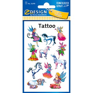 4004182563908 - AVERY Zweckform Klebetattoo Sticker Tattoos Elfen Elfen Einhörner