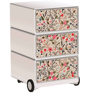 PAPERFLOW easyBox Garden Factory Rollcontainer weiß, bunt 60219 4 Auszüge 39,0 x 43,6 x 64,2 cm