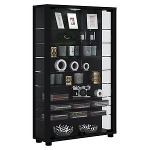 4051814354427 - Ebuy24 - Lumo Mini Vitrinenschrank mit LED-Licht 8 Glasböden schwarz - Schwarz