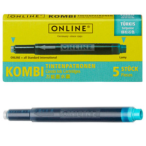 ONLINE® 17176/12 Tintenpatronen für Füller türkis-blau 5 St.