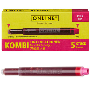 ONLINE® 17175/12 Tintenpatronen für Füller pink 5 St.