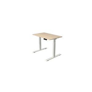 Kerkmann Move 1 stable elektrisch höhenverstellbarer Schreibtisch ahorn rechteckig, T-Fuß-Gestell weiß 100,0 x 60,0 cm